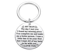 Tied By Love To My Man Engraved Love Keychain Keyring Gift for Husband Anniversary Valentines Gift Bag Charm Jewellery Birthday Valentine's Day Gift Keyrings Key Chain Unisex Key Ring