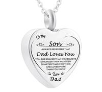 Tied By Love To My Son Daughter Engraved Always Remember That Dad Loves You Urn Necklace Pendant Ashes Memorial Locket Keepsake in Stainless Steel For Mum Dad Family Friends Gift (Son)