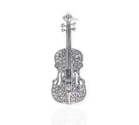 Tied By Love Violin Rhinestone Brooch Silver Gold Tone Music Musical Instrument Badge Blouse Dress Coat Scarf Brooch Collar Pin Women's Decorative Statement Lapel Pins Jewellery For Women (Silver)