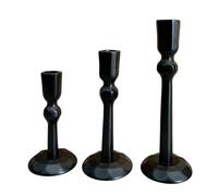 TIED RIBBONS Candlestick Holders | Iron, Set of 3 | Candle Stick Holders | Black Taper Candle Holders for Diwali Décor, Ganesh Chaturthi, Decorative Centerpiece, Fits 3/4 inch Thick Candles