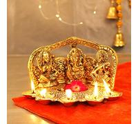 TIED RIBBONS Ganesh Lakshmi Saraswati Idol Hindu God Statue Metal Figurines Ganesh Statue for Housewarming, Pooja, Mandir, Ganesh Chaturthi | Diwali Decorations for House