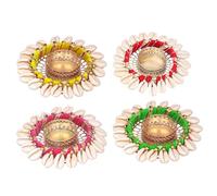 TIED RIBBONS Handmade Tealight Candle Holder for Pooja | 0.7 Inch | Kodi Tealight Holder for Decoration, Mandir | Diwali Decorations for House, Diwali Gifts | Indian Decorations for Home (Orange)