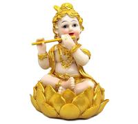 TIED RIBBONS Krishna Statue | Resin, 5.2 Inch | Baby Krishna Idol for Home, Puja, Mandir, Temple | Hindu God Idols for House Warming | Indian Return Gifts for Pooja, Office, Janmashtami Decoration