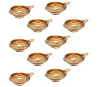 TIED RIBBONS Kuber Brass Diya | Set of 10, 1 x 2.5 inch | Golden Brass Oil Lamps for Home Decor Office | Vilakku for Puja Decorations, Ganesh Chaturthi | Traditional Diwali Decorations for Home