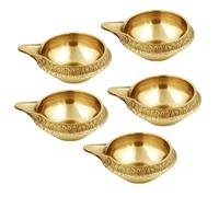 TIED RIBBONS Kuber Brass Diya | Set of 5, 1 x 2.5 inch | Golden Brass Oil Lamps for Home Decoration, Diwali Decorations | Puja Decorations and Traditional Return Gifts Ganesh Chaturthi Decoration
