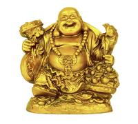 TIED RIBBONS Laughing Buddha Statue for Good Luck | Resin, Golden | 4.7 Inch | Buddha Idol for Home, Ganesh Chaturthi, Diwali Decorations, Indian Gifts, Buddha Decor | Feng Shui Buddha Statue Indoor