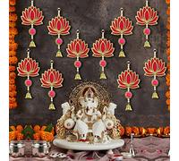TIED RIBBONS Lotus Backdrop Hanging Pooja Decor | 9 Inch | Set of 10 | Indian Pooja Decorations for Home, Navratri, Wedding, Ganesh Puja | Pongal Decoration for Wall Hanging