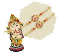TIED RIBBONS Rakhi for Brother with Gift Set | Bhai Rakhi Set of 2 | God Idol | Mini Card | Roli Tika - Raksha bandhan Bracelet for Brother, 5 x 2.3 inch, Resin | Silk