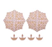 TIED RIBBONS Rangoli Mats for Decoration, Home | 12 Inch, Set of 2 | Wooden DIY Floral Easy to Use Rangoli Template | Easy to Fill Wooden MDF Boards for Diwali Decorations, Ganesh Chaturthi (12 Inch)