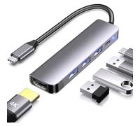 TIEDXIOY USB C Hub, USB C to HDMI Multiport Adapter with 4K HDMI, 100W PD, 1*USB 3.0, 2*USB 2.0, USB 3.0 Adapter to USB C Dongle for Thunderbolt 3/4 MacBook Air/Pro M1/M2, iPad Pro Type C Laptop