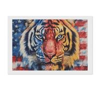 Tiedye U.S.A. Flag Tiger Funny Diamond Art Kits for Adults Round Full Drill Picture Home Wall Decor