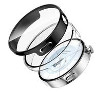 Tieeyivv Case for Xiaomi Watch S4 Cover, Hard PC Bumper Case for Tempered Glass Screen Protector, 360° All-Round Protection, Protective Cover for Watch S4 Cover Clear + Black