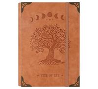 TIEFOSSI A5 Binder 6 Ring Notebook for Women Men, Hardcover PU Leather Journal, Vintage Tree Journals, College Ruled Notebook for School, Planner, Travel, Work, Organizer