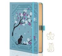 TIEFOSSI A5 Dotted Journal, Cute Cat Journal for Women Girls, Dot Notebook with Pretty Sakura Pattern, Aesthetic Diary for Writing Journaling Drawing, Golden Edges