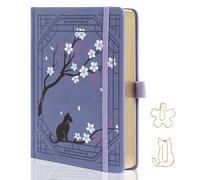 TIEFOSSI A5 Dotted Journal, Cute Cat Journal for Women Girls, Dot Notebook with Pretty Sakura Pattern, Aesthetic Diary for Writing Journaling Drawing, Golden Edges