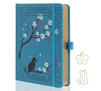 TIEFOSSI A5 Lined Journal, Cute Cat Journal for Women Girls, College Ruled Notebook with Pretty Sakura Pattern, Aesthetic Diary for Writing Journaling Drawing, Golden Edges