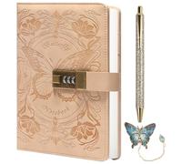 TIEFOSSI Diary with Lock for Women Girls, Lined Locked Journal, Butterfly Journal Notebook with Pen and Bookmark, A5 Refillable Locking Journals for Writing