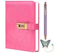 TIEFOSSI Diary with Lock for Women Girls, Lined Locked Journal, Butterfly Journal Notebook with Pen and Bookmark, A5 Refillable Locking Journals for Writing