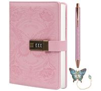 TIEFOSSI Diary with Lock for Women Girls, Lined Locked Journal, Butterfly Journal Notebook with Pen and Bookmark, A5 Refillable Locking Journals for Writing