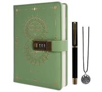 TIEFOSSI Diary with Lock, Sun & Moon Journal with Lock for Women Men, A5 Refillable Notebook with Lock for Writing, 224 Numbered Pages