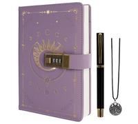 TIEFOSSI Diary with Lock, Vintage Sun Journal with Lock for Women Men, A5 Refillable Notebook with Lock for Writing, 224 Numbered Pages