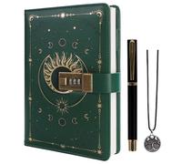TIEFOSSI Diary with Lock, Vintage Sun Journal with Lock for Women Men, A5 Refillable Notebook with Lock for Writing, 224 Numbered Pages