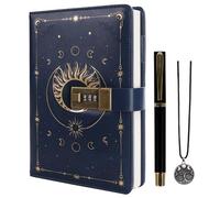 TIEFOSSI Diary with Lock, Vintage Sun Journal with Lock for Women Men, A5 Refillable Notebook with Lock for Writing, 224 Numbered Pages