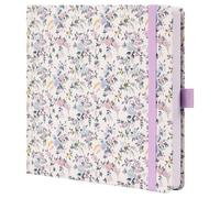 TIEFOSSI Dotted Journal Notebook, Dot Grid Notebook for Women Men, Fabric Flower Journal, 160 GSM Thick Paper, 160 Numbered Pages, 20.4 x 20.4 CM Square Diary