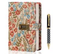 TIEFOSSI Embroidered Diary with Lock, Lined Lock journal for Women Men, Aesthetic Journal with Pen, Hardcover Journal for Journaling Writing Planning, 100 GSM Thick Paper, 224 Numbered Pages