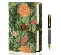 TIEFOSSI Embroidered Diary with Lock, Lined Lock journal for Women Men, Aesthetic Journal with Pen, Hardcover Journal for Journaling Writing Planning, 100 GSM Thick Paper, 224 Numbered Pages