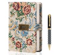 TIEFOSSI Embroidered Diary with Lock, Lined Lock journal for Women Men, Aesthetic Journal with Pen, Hardcover Journal for Journaling Writing Planning, 100 GSM Thick Paper, 224 Numbered Pages