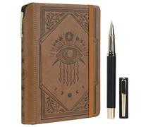 TIEFOSSI Lined Journal Notebook for Women Men, Leather Journal with Pen, A5 Evil Eye Hardcover Notebook for Work, Journaling, Travel & School, 100 GSM Thick Paper, 320 Numbered Pages, 15.8 x 21 cm