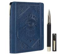 TIEFOSSI Lined Journal Notebook for Women Men, Leather Journal with Pen, A5 Evil Eye Hardcover Notebook for Work, Journaling, Travel & School, 100 GSM Thick Paper, 320 Numbered Pages, 15.8 x 21 cm