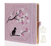 TIEFOSSI Square Dotted Journal, Cute Cat Journal for Women Girls, Dot Notebook with Pretty Sakura Pattern, Aesthetic Diary for Writing Journaling Drawing, Golden Edges