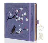 TIEFOSSI Square Dotted Journal, Cute Cat Journal for Women Girls, Dot Notebook with Pretty Sakura Pattern, Aesthetic Diary for Writing Journaling Drawing, Golden Edges