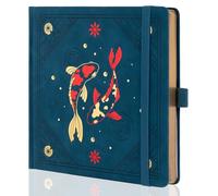 TIEFOSSI Square Dotted Journal Notebook, Aesthetic journal for Women & Men with Koi Fish Cover, Hardcover Notebook with Ribbon, Dot Journals for Writing, Drawing, Planning
