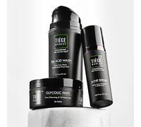 Tiege Hanley Men's Blemish Treatment System (Level 1), TiegeClear Essentials Routine for Smooth & Hydrated Skin - Includes Sal Acid Wash, Glycolic Acid Pads, and Serum - All Skin Types