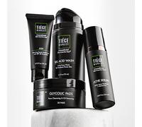 Tiege Hanley Men's Blemish Treatment System (Level 2), The TiegeClear Advanced Routine for Smooth Skin - Includes Sal Acid Wash, Glycolic Pads, Serum, and Moisturizer - All Skin Types