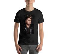 TIEGUAN New-Smokin-hot-Adam-Lambert-T-Shirt-Custom-t-Shirt-Quick-Drying-t-Shirt-Clothes-for Black BlackL