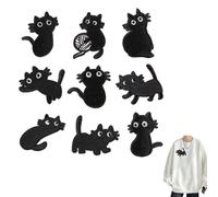 TIEGUANJIA 9Pcs Embroidered Patches Black Cat Iron On or Sew On Patches Animal Embroidered Applique Patches Funny Embroidered Patches for Clothes Jeans Backpacks Jackets Pants Hats Vest