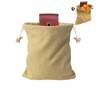 TIEGUANJIA Waxed Canvas & Leather Foraging Pouch | Waterproof Collapsible Belt Bag for Mushroom Picking, Bushcraft & Hiking | Drawstring Buckle Waist Pack with Detachable Straps (Trumpet Design)
