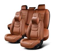 TIEHESYT Car Seat Covers Full Set, Breathable Leather Automotive Front and Rear Seat Covers & Headrest for Reduce The Driving Fatigue, Compatible with Most Vehicles, Cars (Brown, Front Pair and Rear)