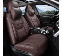 TIEHESYT Mature Brown Car Seat Covers, Breathable Faux Leather, Universal Fit, Front Pair with Headrest, Compatible with Most Vehicles