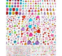 Tiehuoxia 10 Sheets Gem Stickers, 8 Shapes Rhinestone Adhesive Face Gems, Colourful Scrapbooking and Stamping Supplies for DIY Crafts