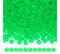 Tiehuoxia 1300PCS Pony Beads for Bracelet Making, Colorful Kandi Beads for Hair Braids, Crafting, Necklace and DIY Projects (Transparent Green)