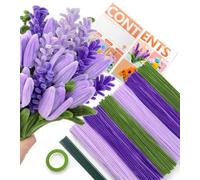 Tiehuoxia 300 PCS Pipe Cleaners for Flowers, Lavende Pipe Cleaners Set for Crafts and Arts, Chenille Stems Kit for DIY, Decorations