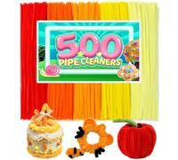 Tiehuoxia 500 PCS Pipe Cleaners, 5 Colors Pipe Cleaners for Crafts, Arts and Crafts Supplies for DIY, Decorations (Orange)
