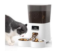 Tieker 5L Cat Feeder Automatic with Timer, Automatic Cat Feeder, 1-9 Meals Per Day, Cats Food Dispenser with 2 Bowl, Auto Pet Feeder for 2 kittens and Small Dogs, Dual Power Supply