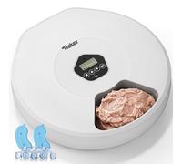 Tieker Automatic Cat Feeder Wet Food, Cat Food Dispenser with Timer, Wireless 5 Meals Pet Feeder with 2 Ice Packs, Auto Pet Food Dispenser for Wet/Dry Food, Battery Power Refrigerated Feeding Station