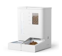 Tieker Automatic Feeder and Waterer 2-in-1 Set for Pets 5L Automatic Pet Food Dispenser with 4L Water Tank Customisable Feeding Schedule, Portion Control, Dual Power Supply, White